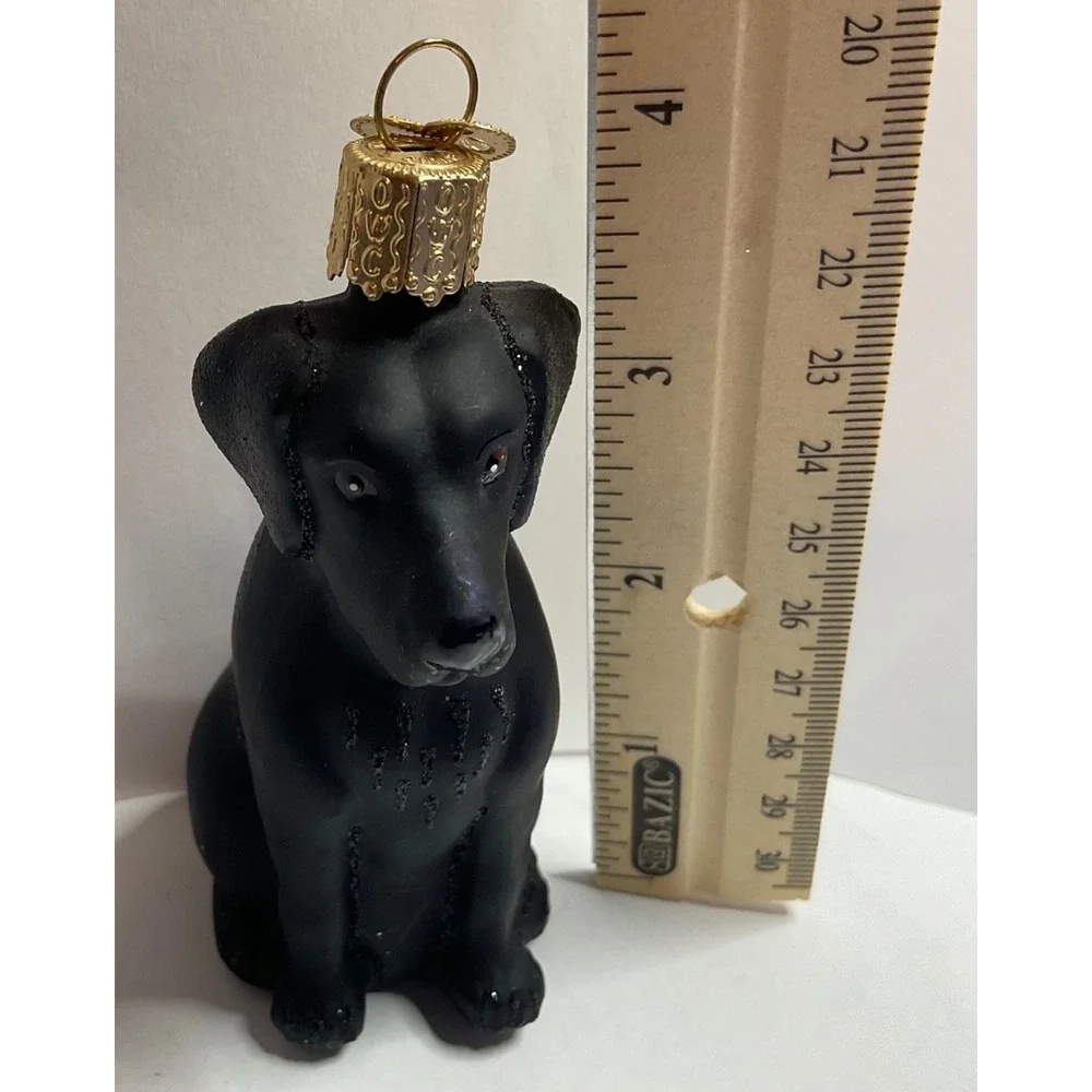 Old WorldChristmas Glass-Blown Black Labrador Ornament#12385 Handpainted glitter